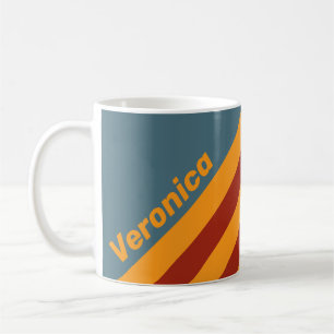 Retro Sunrise on Slate Stripes with Name Coffee Mug