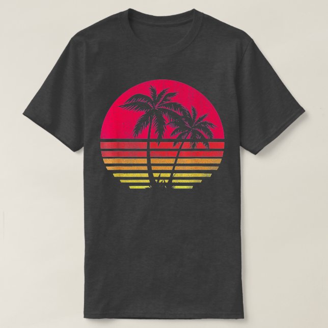 Retro Sunrise Palm Trees -  - Mens & Womens Sizes  T-Shirt (Design Front)