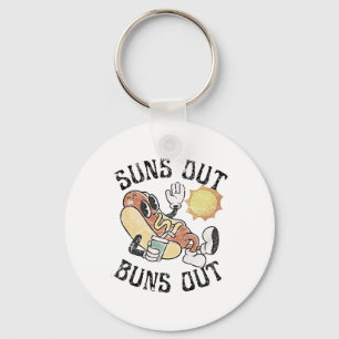 Retro Suns Out Buns Out Cute Hot Dog Bbq Fourth Of Key Ring
