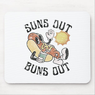 Retro Suns Out Buns Out Cute Hot Dog Bbq Fourth Of Mouse Pad