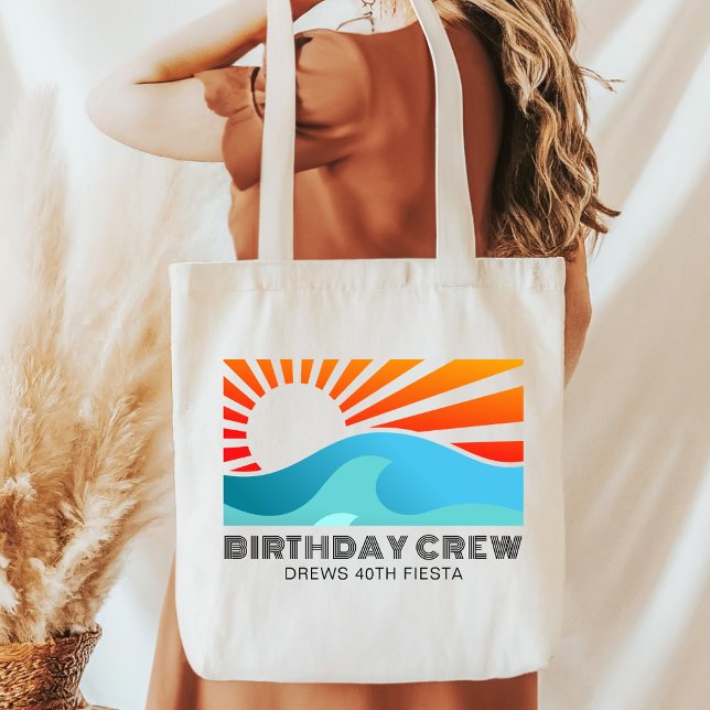 Retro Sunset 20th 30th 40th 50th 60 Birthday Crew Tote Bag (Creator Uploaded)