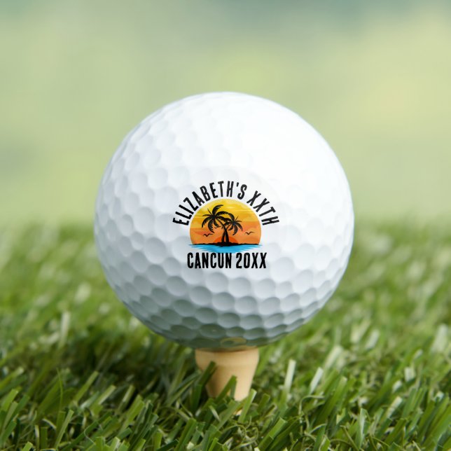 Retro Sunset 20th 30th 40th 50th 60 Birthday Golf Balls (Insitu Tee)