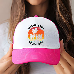 Retro Sunset 30th 40th 50th 60th 70 Birthday Squad Trucker Hat