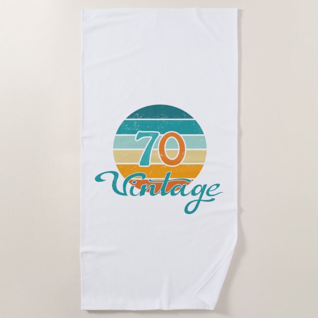 Retro Sunset 70 Vintage Distressed Beach Towel (Front)