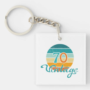 Retro Sunset 70 Vintage Distressed Key Ring