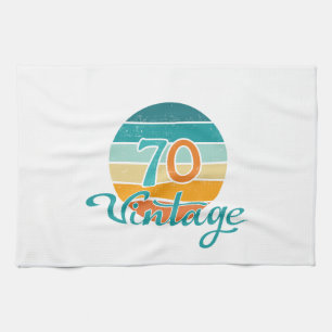 Retro Sunset 70 Vintage Distressed Tea Towel