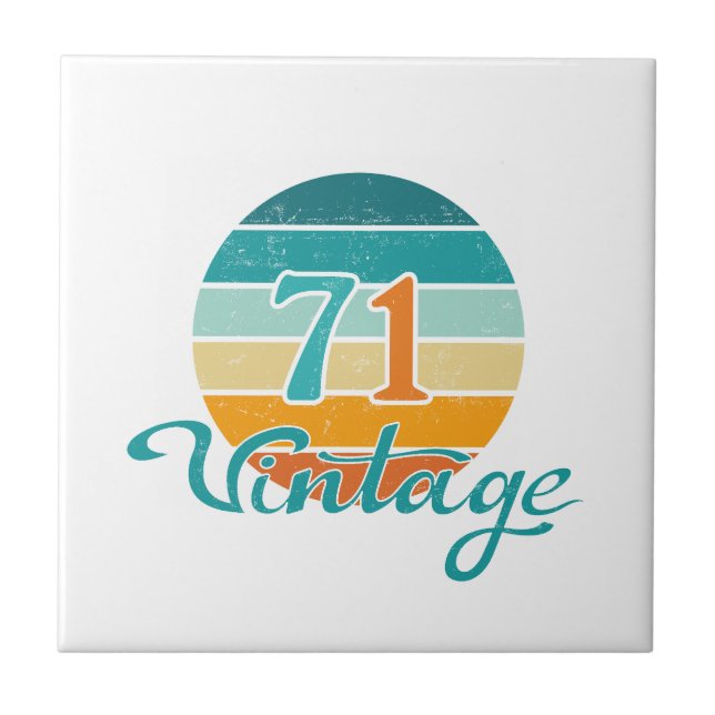 Retro Sunset 71 Vintage Distressed Ceramic Tile (Front)