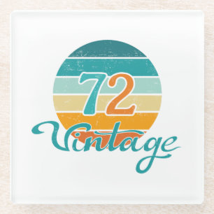 Retro Sunset 72 Vintage Distressed Glass Coaster