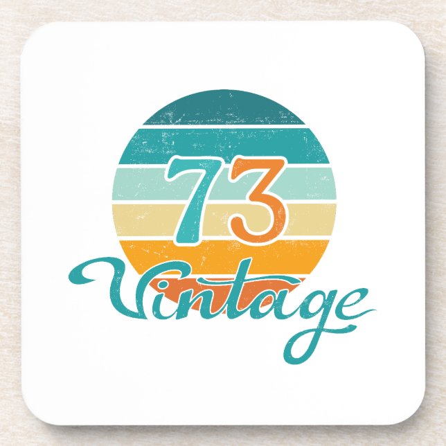 Retro Sunset 73 Vintage Distressed Coaster (Front)