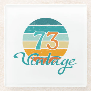 Retro Sunset 73 Vintage Distressed Glass Coaster