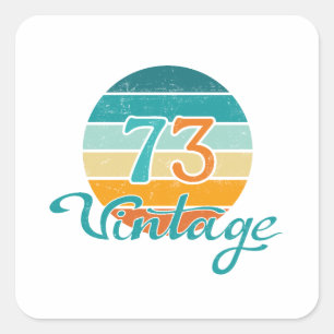 Retro Sunset 73 Vintage Distressed Square Sticker