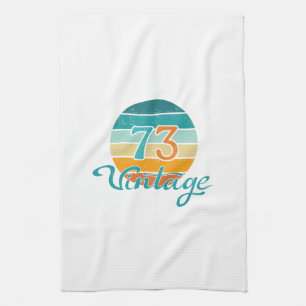 Retro Sunset 73 Vintage Distressed Tea Towel