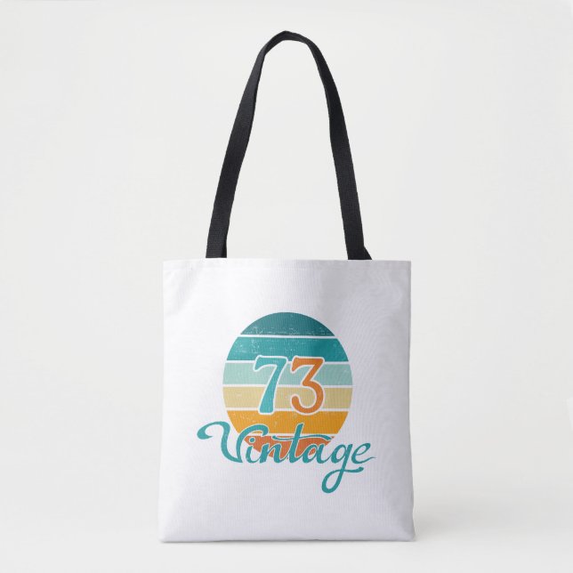 Retro Sunset 73 Vintage Distressed Tote Bag (Front)