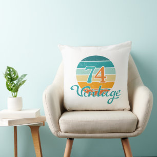 Retro Sunset 74 Vintage Distressed Cushion