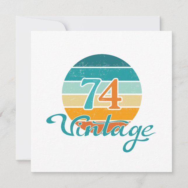 Retro Sunset 74 Vintage Distressed Invitation (Front)