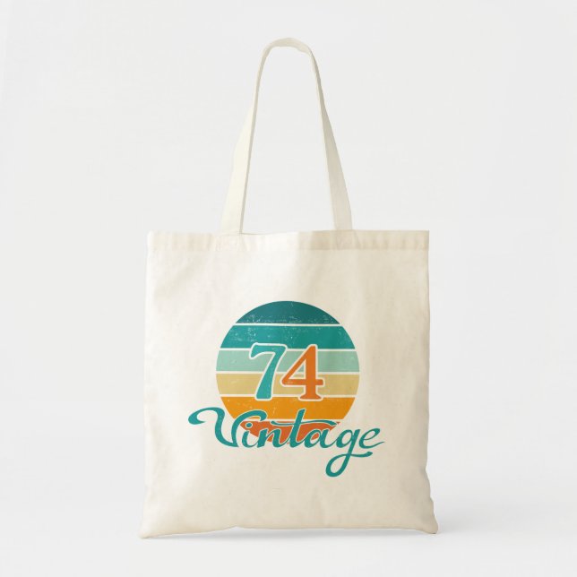 Retro Sunset 74 Vintage Distressed Tote Bag (Front)