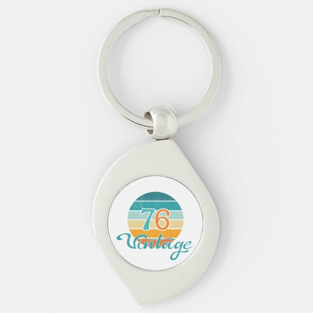 Retro Sunset 76 Vintage Distressed Key Ring (Front)