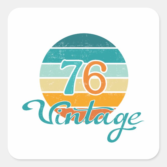 Retro Sunset 76 Vintage Distressed Square Sticker (Front)