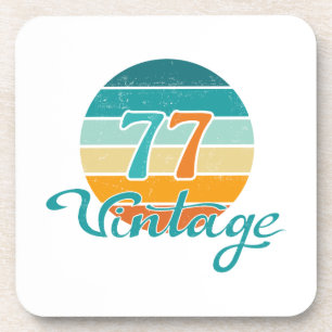 Retro Sunset 77 Vintage Distressed Coaster