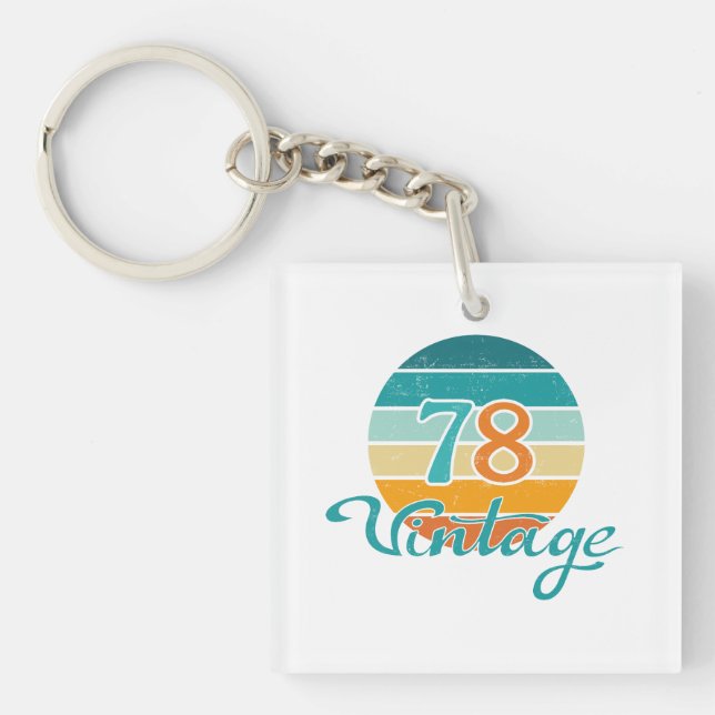 Retro Sunset 78 Vintage Distressed Key Ring (Front)