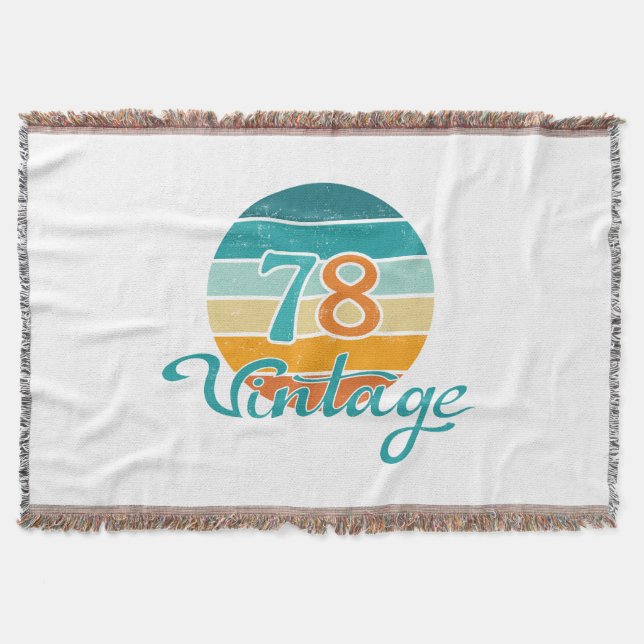 Retro Sunset 78 Vintage Distressed Throw Blanket (Front)
