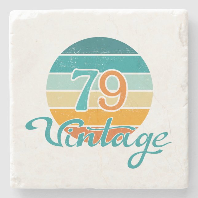 Retro Sunset 79 Vintage Distressed Stone Coaster (Front)