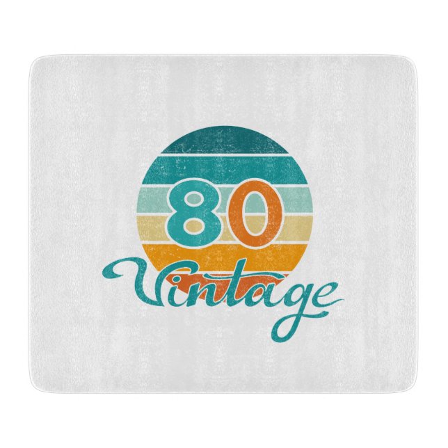 Retro Sunset 80 Vintage Distressed Cutting Board (Front)