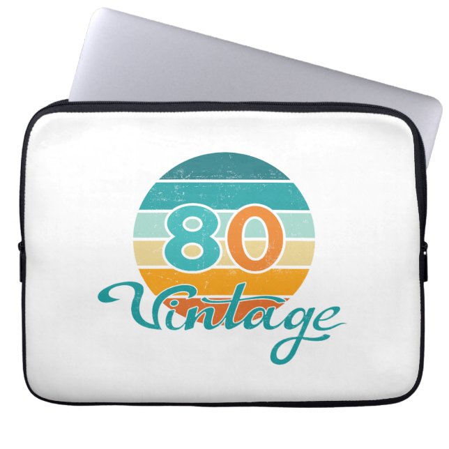 Retro Sunset 80 Vintage Distressed Laptop Sleeve (Front)