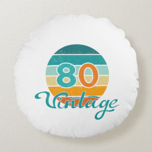 Retro Sunset 80 Vintage Distressed Round Cushion