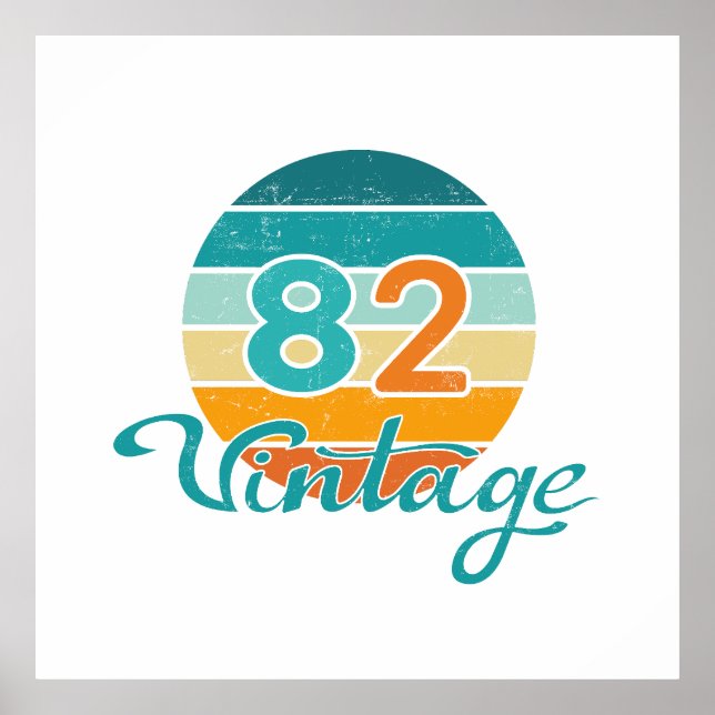 Retro Sunset 82 Vintage Distressed Poster (Front)