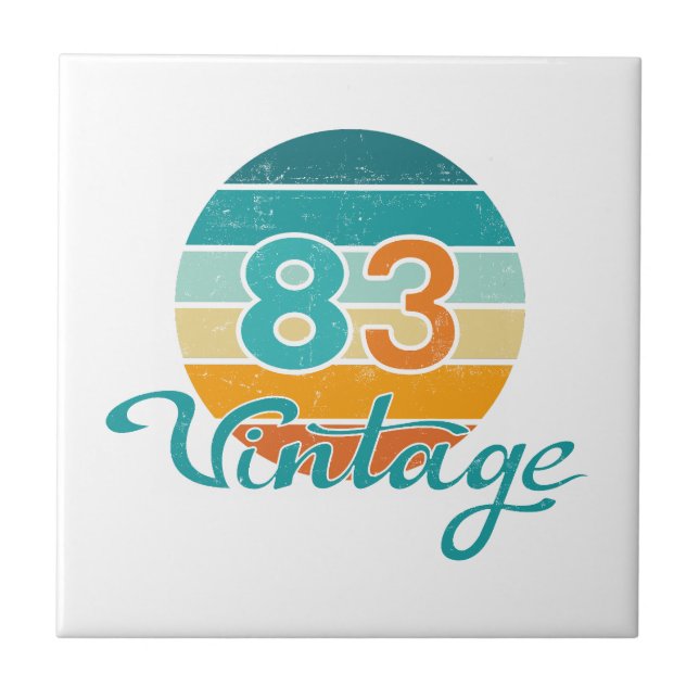 Retro Sunset 83 Vintage Distressed Ceramic Tile (Front)