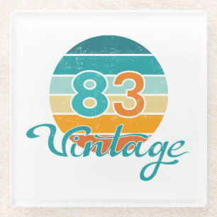 Retro Sunset 83 Vintage Distressed Glass Coaster