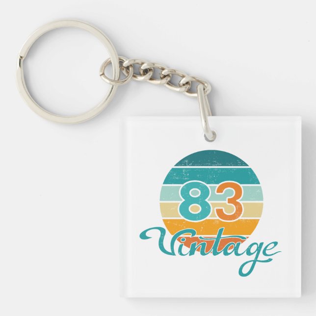 Retro Sunset 83 Vintage Distressed Key Ring (Front)