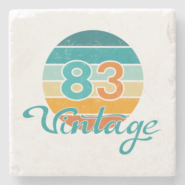 Retro Sunset 83 Vintage Distressed Stone Coaster (Front)