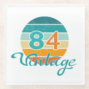 Retro Sunset 84 Vintage Distressed Glass Coaster