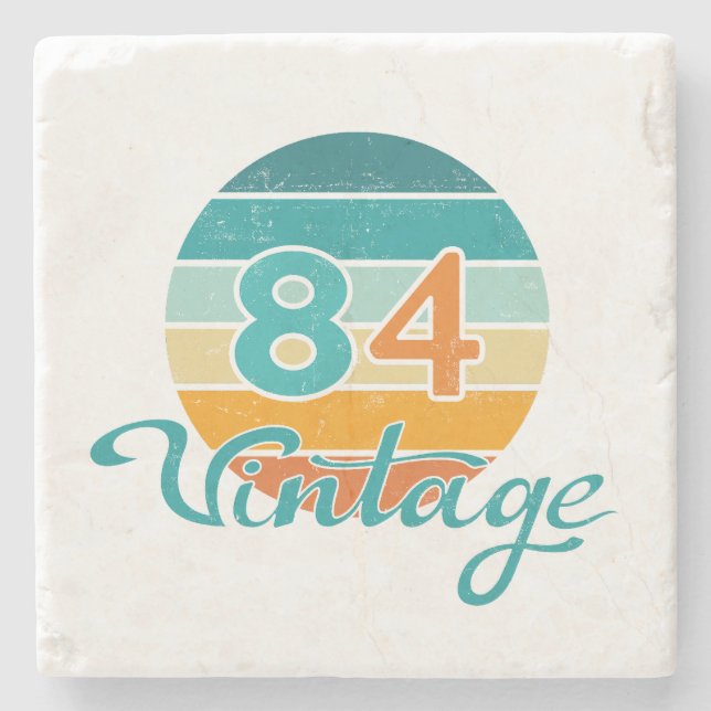 Retro Sunset 84 Vintage Distressed Stone Coaster (Front)