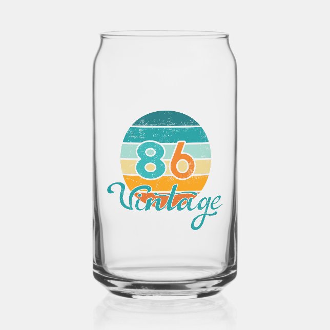 Retro Sunset 86 Vintage Distressed Can Glass (Back)