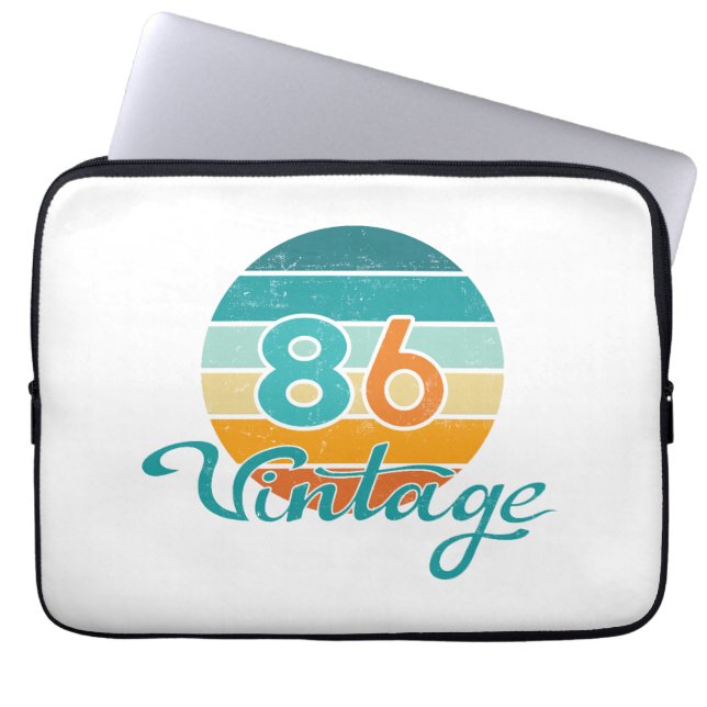 Retro Sunset 86 Vintage Distressed Laptop Sleeve (Front)