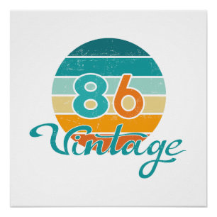 Retro Sunset 86 Vintage Distressed Poster