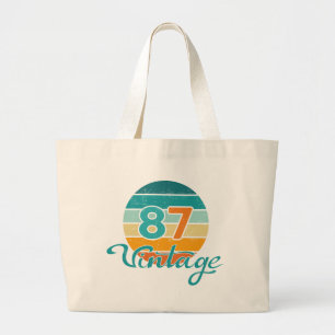 Retro Sunset 87 Vintage Distressed Large Tote Bag