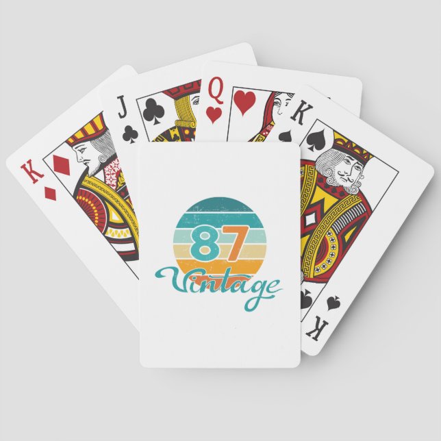 Retro Sunset 87 Vintage Distressed Playing Cards (Back)