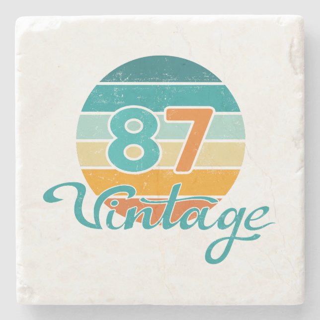 Retro Sunset 87 Vintage Distressed Stone Coaster (Front)