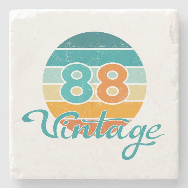 Retro Sunset 88 Vintage Distressed Stone Coaster (Front)