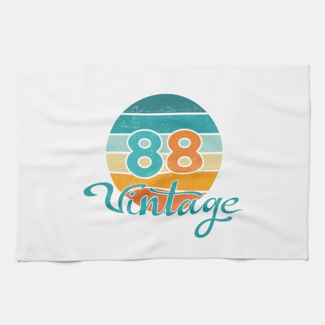 Retro Sunset 88 Vintage Distressed Tea Towel (Horizontal)