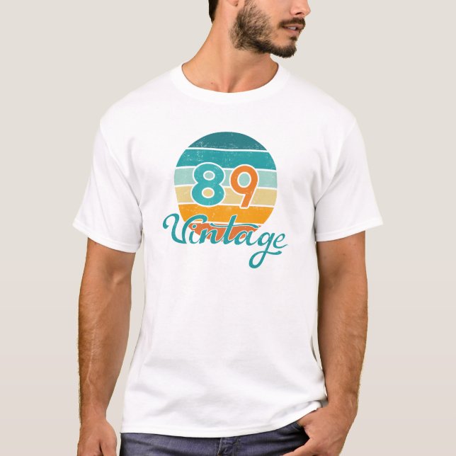 Retro Sunset 89 Vintage Distressed T-Shirt (Front)