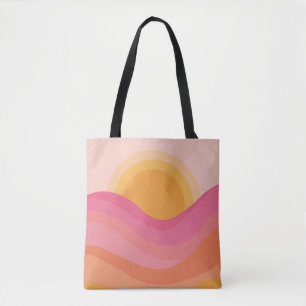 Retro Sunset Abstract Tote Bag