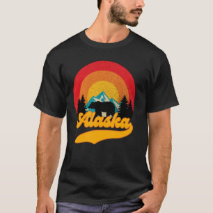 Retro Sunset Alaska Juneau Bear Mountains Wild AK T-Shirt
