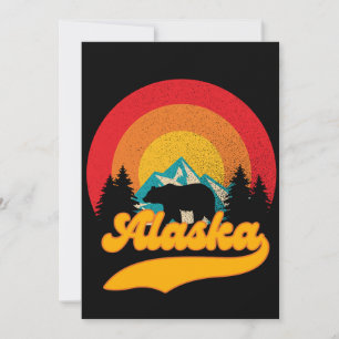 Retro Sunset Alaska Juneau Bear Mountains Wild AK Thank You Card