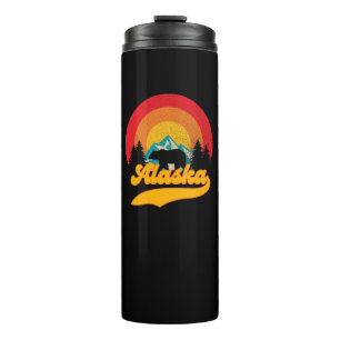 Retro Sunset Alaska Juneau Bear Mountains Wild AK Thermal Tumbler