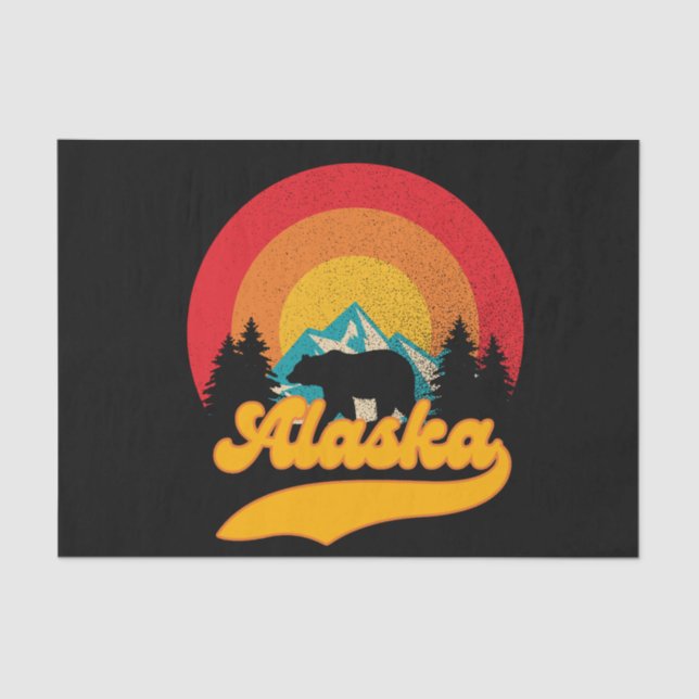 Retro Sunset Alaska Juneau Bear Mountains Wildl Tissue Paper (Front)